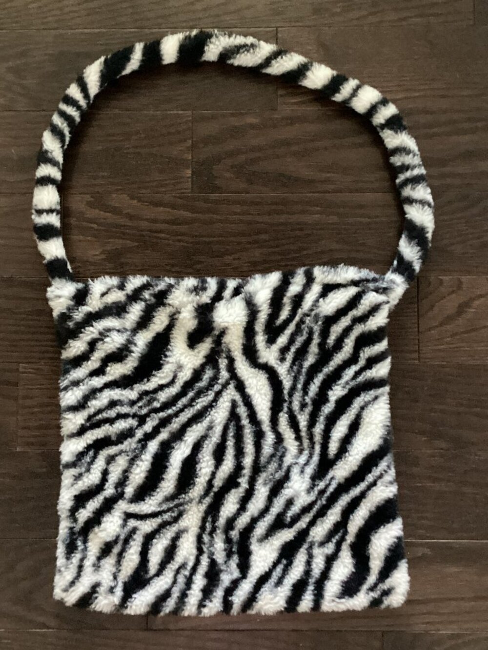 Furry Black and White Zebra Print Purse